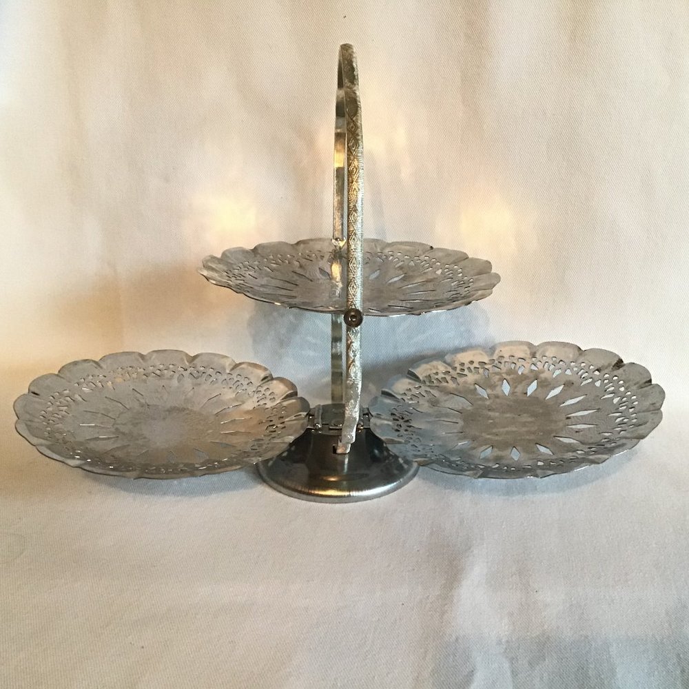 Elegant Silver Tiered Serving Tray